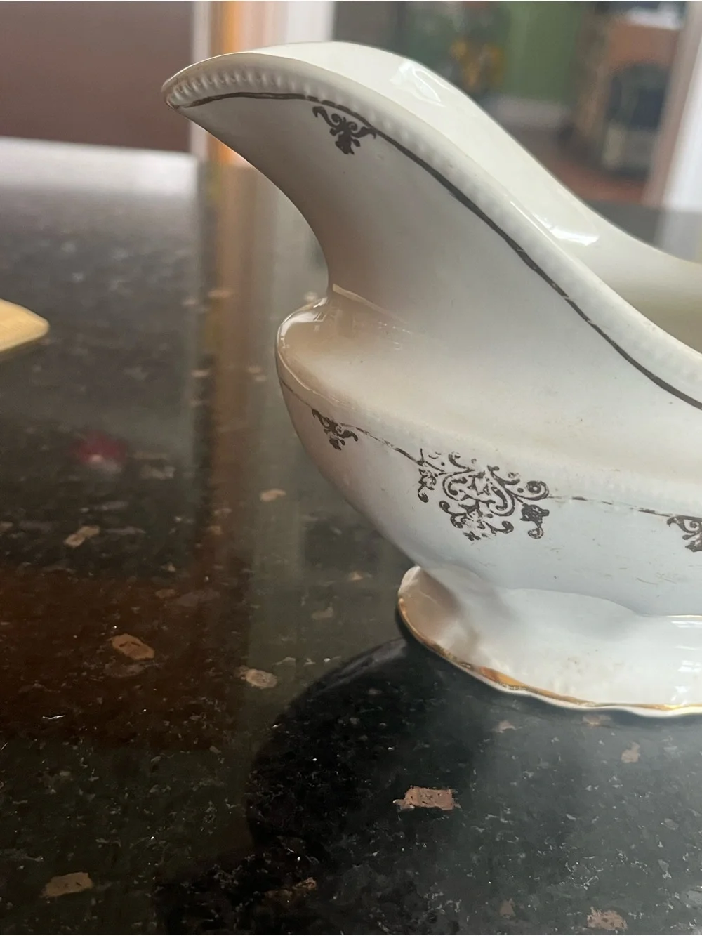 Hall China Company Circa 1903 Gravy Boat with Gold Filigree antique